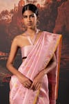 Shop_Ekaya_Pink Tissue Banarasi Handwoven Saree With Unstitched Blouse Fabric  _at_Aza_Fashions