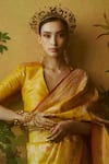 Ekaya_Yellow Tissue Banarasi Handwoven Saree With Unstitched Blouse Fabric  _Online_at_Aza_Fashions