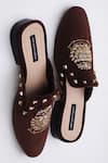 Buy_Shradha Hedau Footwear Couture_Brown Oliver Floral Embroidered Loafers _at_Aza_Fashions