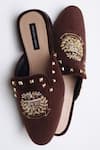 Shop_Shradha Hedau Footwear Couture_Brown Oliver Floral Embroidered Loafers _at_Aza_Fashions