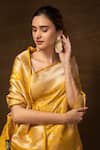 Buy_Pinki Sinha_Yellow Pure Silk Woven Mughal Pattern Banarasi Saree With Running Blouse_Online_at_Aza_Fashions