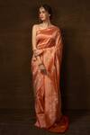 Buy_Vishwa By Pinki Sinha_Orange Silk Zari Brocade Banarasi Handwoven Saree With Running Blouse_at_Aza_Fashions