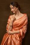 Buy_Vishwa By Pinki Sinha_Orange Silk Zari Brocade Banarasi Handwoven Saree With Running Blouse_Online_at_Aza_Fashions