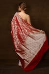 Shop_Pinki Sinha_Red Pure Silk Woven Floral Banarasi Saree With Running Blouse _at_Aza_Fashions