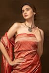 Buy_Pinki Sinha_Red Pure Silk Woven Floral Pattern Banarasi Saree With Running Blouse_Online_at_Aza_Fashions