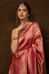 Buy_Pinki Sinha_Pink Pure Silk Woven Brocade Jaal Pattern Banarasi Saree With Running Blouse _Online_at_Aza_Fashions