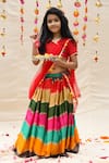 Buy_APRICOTKIDS_Multi Color Chinnon Wave Pattern Lehenga Set  _at_Aza_Fashions