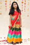 APRICOTKIDS_Multi Color Chinnon Wave Pattern Lehenga Set  _Online_at_Aza_Fashions