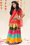 Shop_APRICOTKIDS_Multi Color Chinnon Wave Pattern Lehenga Set  _Online_at_Aza_Fashions