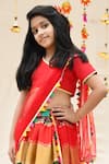 APRICOTKIDS_Multi Color Chinnon Wave Pattern Lehenga Set  _at_Aza_Fashions