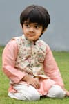 Buy_APRICOTKIDS_Cream Cotton Silk Embroidered Floral Bundi Kurta Set _at_Aza_Fashions