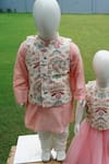 APRICOTKIDS_Cream Cotton Silk Embroidered Floral Bundi Kurta Set _Online_at_Aza_Fashions