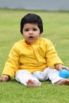 Shop_APRICOTKIDS_Yellow Faux Georgette Embroidered Chikankari Kurta With Pant  _at_Aza_Fashions