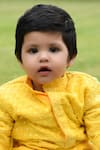 APRICOTKIDS_Yellow Faux Georgette Embroidered Chikankari Kurta With Pant  _Online_at_Aza_Fashions