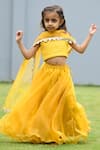 Buy_APRICOTKIDS_Yellow Organza Embroidered Chikankari Blouse Lehenga Set  _at_Aza_Fashions