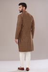 Shop_Kasbah_Brown Silk Embroidered Thread Chikankari And Sequin Work Kurta_at_Aza_Fashions
