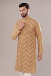 Kasbah_Beige Silk Embroidery, Sequins Pintucked Thread Work Kurta _Online_at_Aza_Fashions