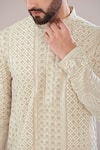 Buy_Kasbah_Beige Georgette Embroidered Thread Lucknowi And Sequin Work _Online_at_Aza_Fashions