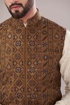 Buy_Kasbah_Yellow Silk Embroidery Floral Nehru Jacket_Online_at_Aza_Fashions