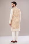 Shop_Kasbah_Ivory Georgette Embroidery Paisley Bloom Nehru Jacket _at_Aza_Fashions