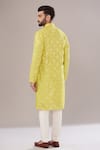 Shop_Kasbah_Yellow Silk, Cotton Mirrors Flora Embroidered Kurta Set _at_Aza_Fashions