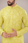 Buy_Kasbah_Yellow Silk, Cotton Mirrors Flora Embroidered Kurta Set _Online_at_Aza_Fashions