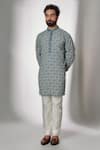 Buy_Spring Break_Blue Cotton Embroidery Printed Short Kurta Set _at_Aza_Fashions