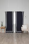 Buy_Throwpillow_Blue Polyester Plain Kylen Ribbon Border Dark Curtains - Set Of 2 _at_Aza_Fashions