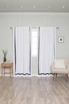 Buy_Throwpillow_White Polyester Plain Contrast Kylen Ribbon Border Curtains - Set Of 2 _at_Aza_Fashions