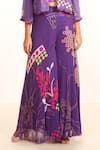 Buy_Garo_Purple Jacket And Bustier Silk Muslin Floral Pattern Cropped & Palazzo Set _Online_at_Aza_Fashions