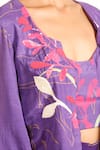 Garo_Purple Jacket And Bustier Silk Muslin Floral Pattern Cropped & Palazzo Set _at_Aza_Fashions