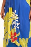 Shop_Garo_Blue Kaftan- Chiffon Floral V Neck Pattern And Pant Set 