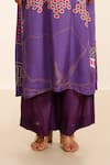 Shop_Garo_Purple Kurta- Silk Muslin Geometric V Neck Pattern And Flared Pant Set _Online_at_Aza_Fashions