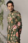 Project Bandi Green Cotton Satin Embroidery Pine Roma Floral Print Kurta Set Online at Aza Fashions Project Bandi_Green Cotton Satin Embroidery Pine Roma Floral Print Kurta Set _Online_at_Aza_Fashions