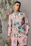 Buy_Project Bandi_Pink Linen Satin Printed Rose Milano Bundi _Online_at_Aza_Fashions