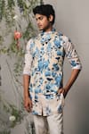 Shop_Project Bandi_Multi Color Linen Satin Printed Floral Milano Bundi  _at_Aza_Fashions