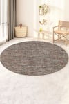 Buy_Kaleen India_Orange 100% Wool Handwoven Checkered Pattern Sunset Round Rug _at_Aza_Fashions