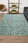 Buy_Kaleen India_Blue 100% Wool Handwoven Checkered Pattern Torquoise Rectangle Rug _at_Aza_Fashions