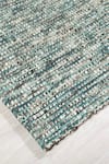 Buy_Kaleen India_Blue 100% Wool Handwoven Checkered Pattern Torquoise Rectangle Rug _Online_at_Aza_Fashions