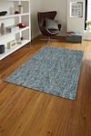 Buy_Kaleen India_Blue 100% Wool Handwoven Checkered Pattern Torquoise Square Rug _at_Aza_Fashions