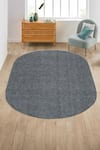 Buy_Kaleen India_Grey 100% Wool Hand Tufted Abstract Pattern Carbon Oval Rug _at_Aza_Fashions