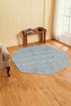 Buy_Kaleen India_Blue 100% Wool Hand Tufted Abstract Pattern Chambray Octagon Rug _at_Aza_Fashions