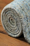 Buy_Kaleen India_Blue 100% Wool Hand Tufted Abstract Pattern Chambray Oval Rug _Online_at_Aza_Fashions