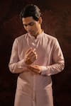 Darshika Menswear_Purple Cotton Silk Pintuck Pattern Kurta With Pant _Online_at_Aza_Fashions