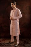 Buy_Darshika Menswear_Purple Cotton Silk Pintuck Pattern Kurta With Pant _Online_at_Aza_Fashions