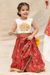 Buy_APRICOTKIDS_Red Chinon Patola Pattern Lehenga Set  _at_Aza_Fashions