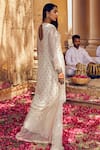 Amitabh Malhotra_Ivory Georgette Embroidery Luneville Notched Kurta Sharara Set  _Online_at_Aza_Fashions