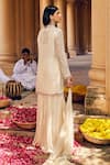 Amitabh Malhotra_Ivory Georgette Embellished Mirror Mandarin Collar Kurta Flared Skirt Set _Online_at_Aza_Fashions