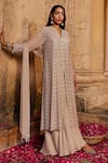 Buy_Amitabh Malhotra_Ivory Georgette Embellished Mirror Resham Work Kurta Sharara Set  _at_Aza_Fashions