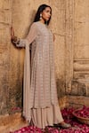 Buy_Amitabh Malhotra_Ivory Georgette Embellished Mirror Resham Work Kurta Sharara Set  _Online_at_Aza_Fashions